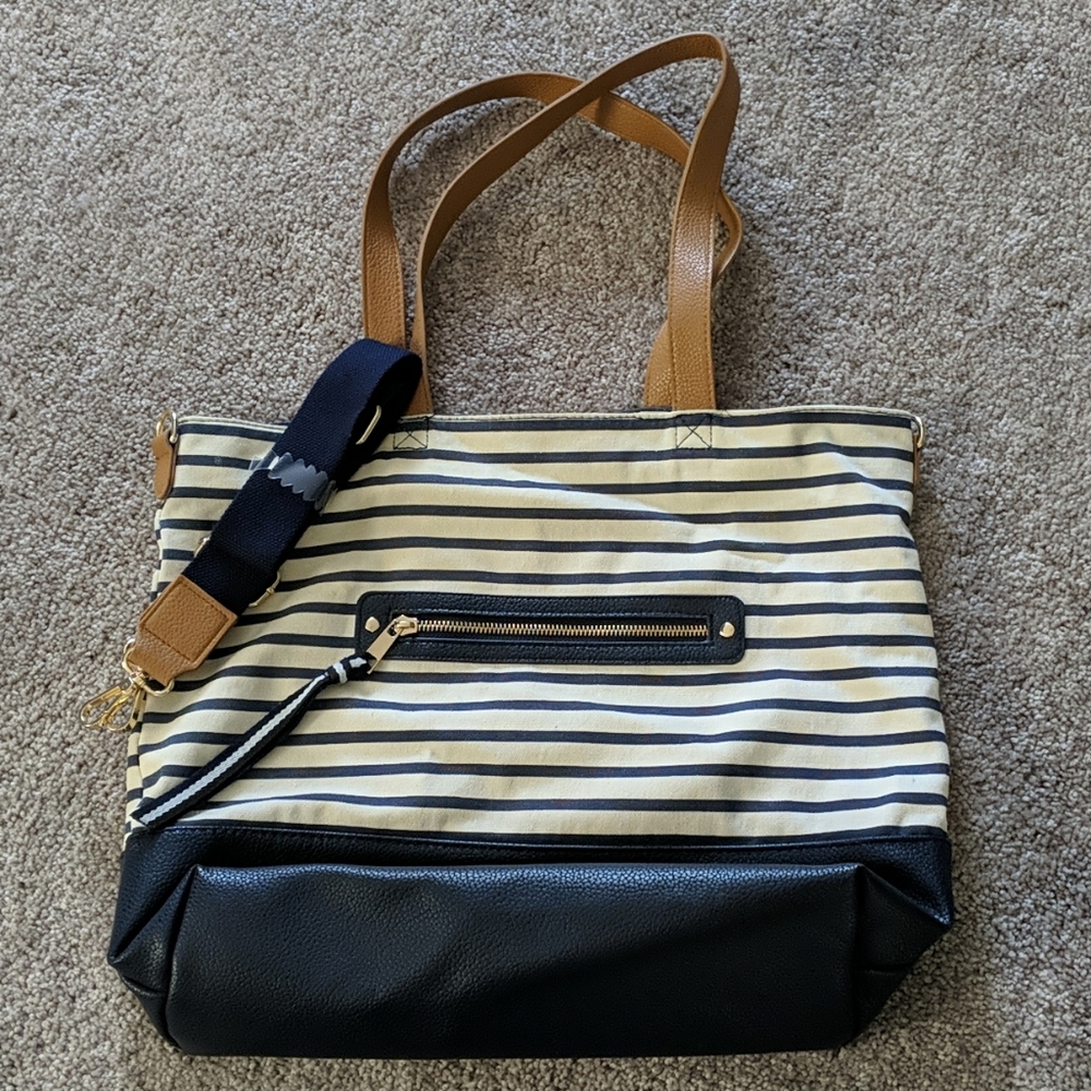 A New Day Striped Canvas Tote Bag